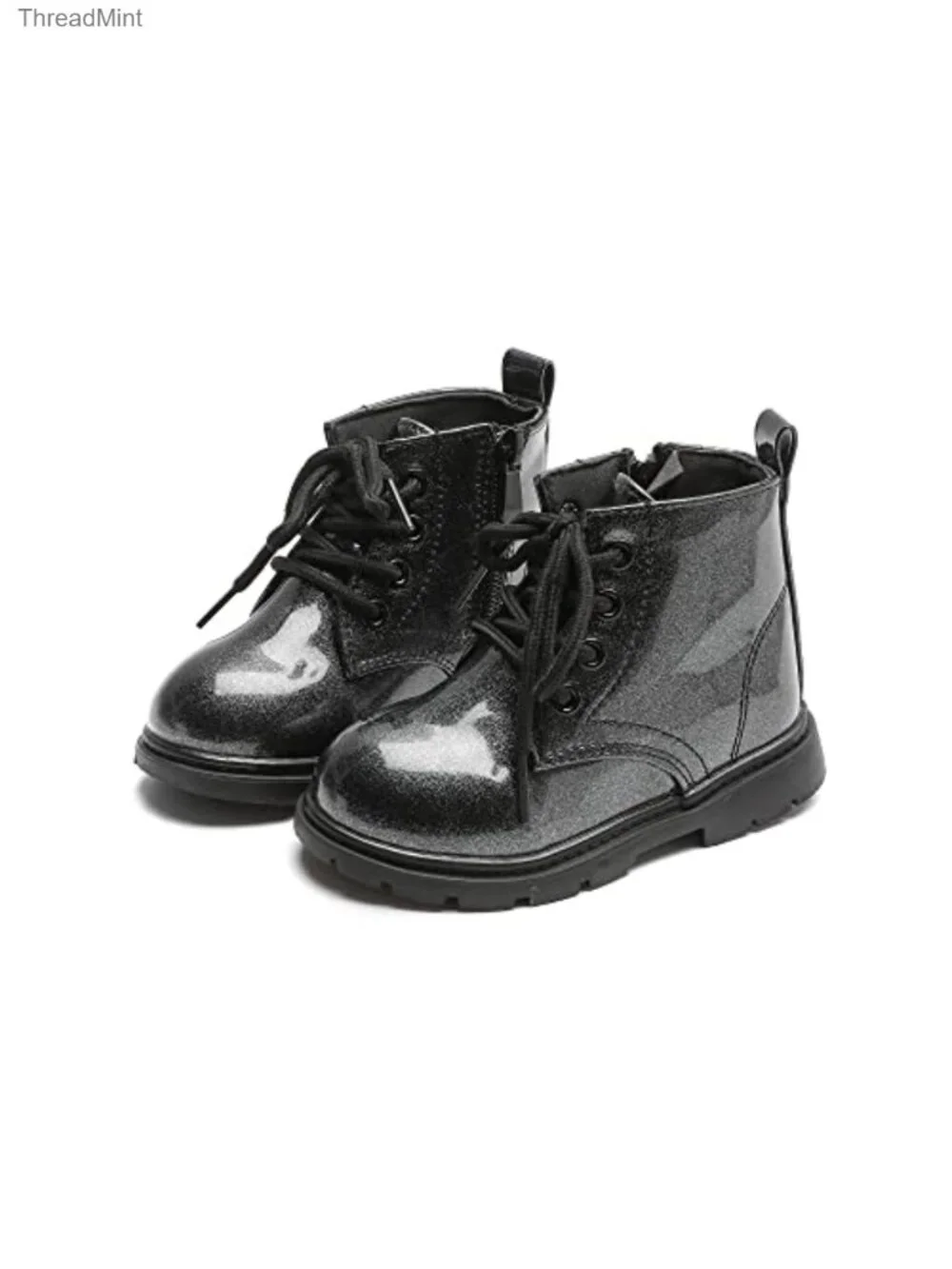Toddler Girls Floral Combat Boots Glitter Low Heel Ankle Booties